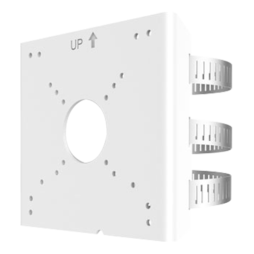 Support pour mats - Pour caméras bullet - Convient pour une utilisation en extérieur - Rang diamètre 67~127 mm - Couleur blanche - Passage de cable